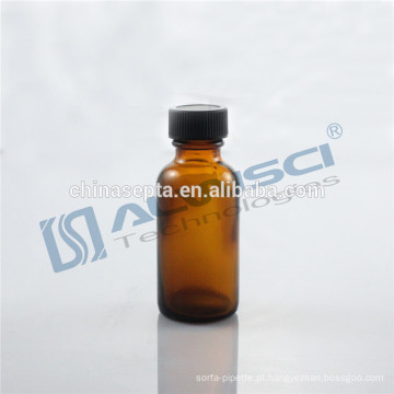 Fabricação 250ml Amber Boston Rounds Glass Bottle with PTFE Closures